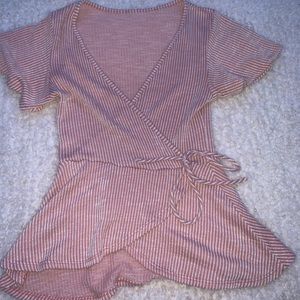 small pink and white stripped shirt